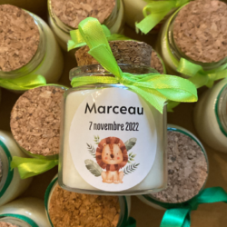 Mini bougie personnalisée cadeau invité - couvercle liège
