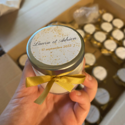Mini bougie personnalisée cadeau invité - couvercle alu