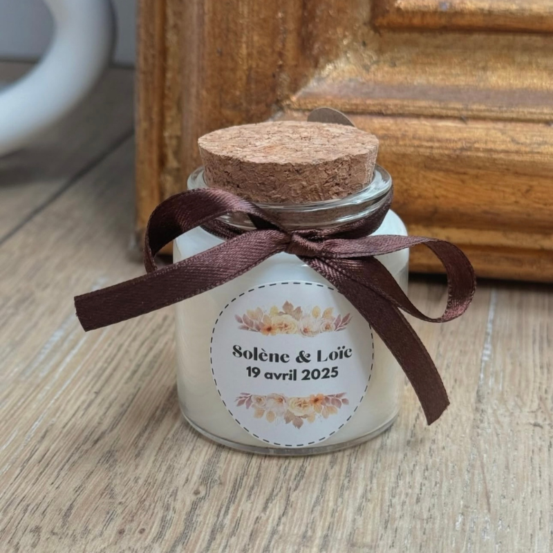 Mini bougie personnalisée cadeau invité - couvercle liège – Image 6