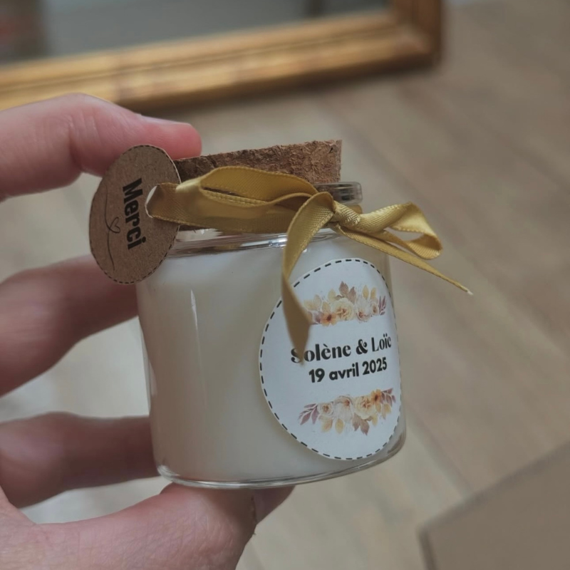 Mini bougie personnalisée cadeau invité - couvercle liège – Image 5